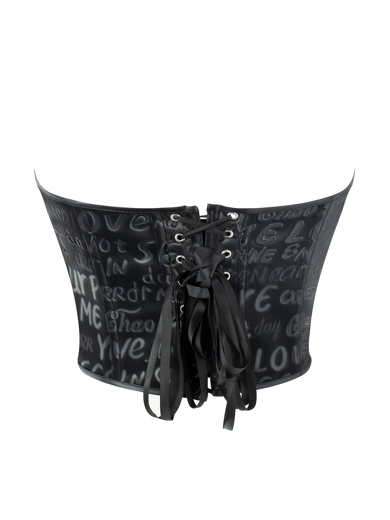 Black letter printed strapless - Corset Waist Cinch recension och pris