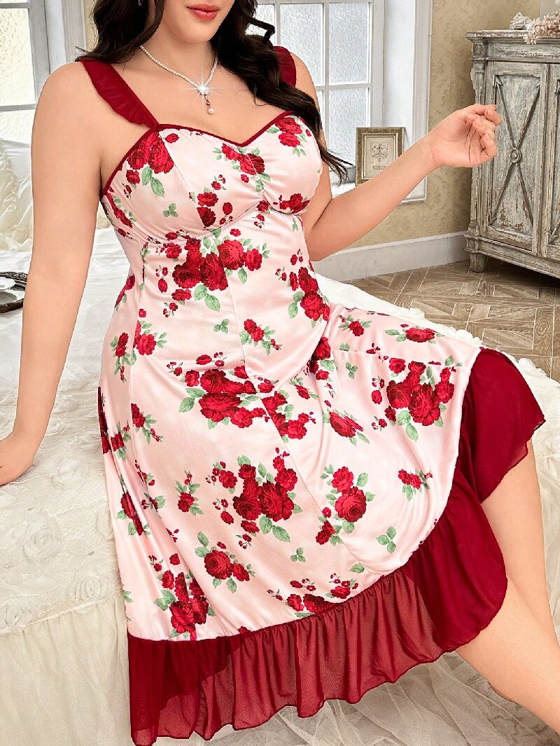 Plus Size Women's Floral Print - Cami Top Lace recension och pris