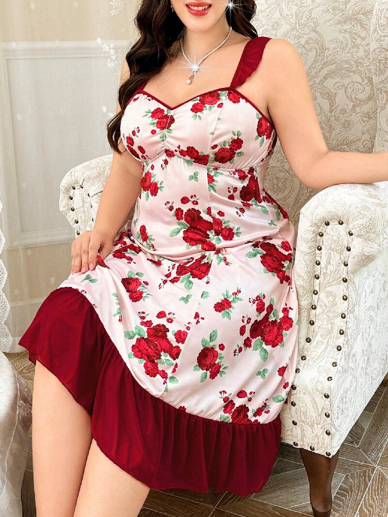 Plus Size Women's Floral Print - Cami Top Lace recension och pris