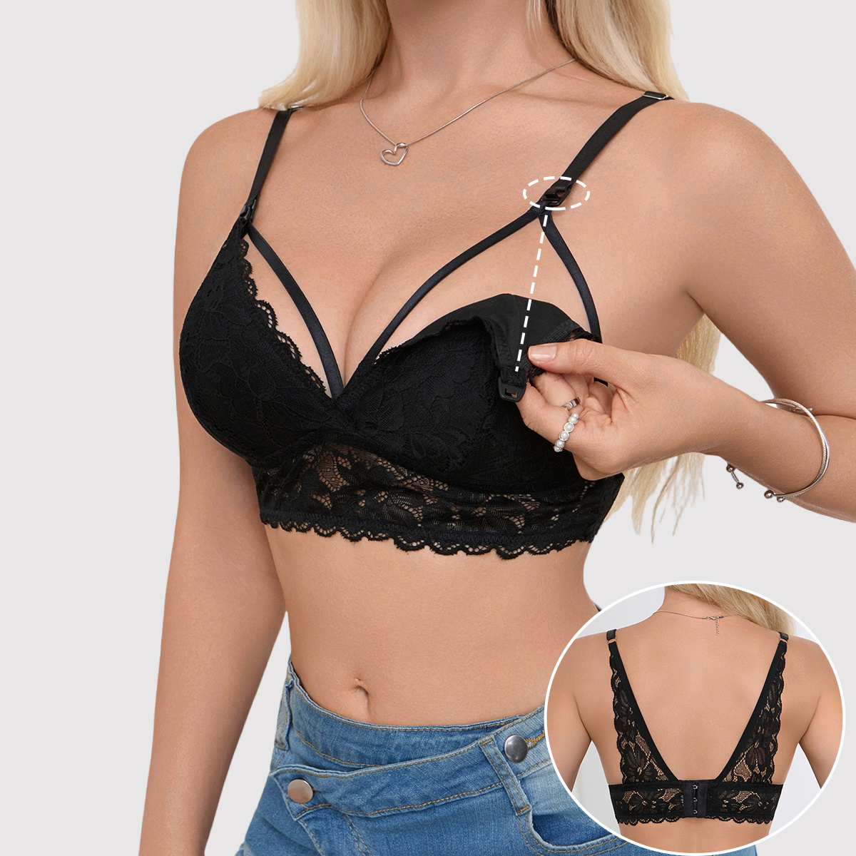 Sexy Hollow Out Lace Nursing B - Nursing Bra Sleep recension och pris
