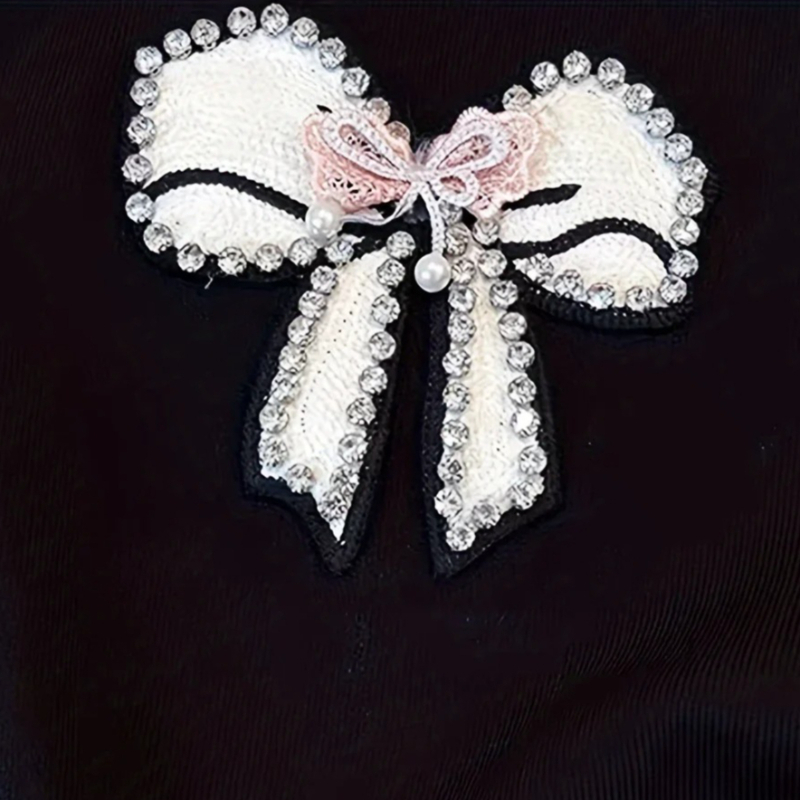 White Lace Trim Rhinestone Bow - Cami Top Lace recension och pris