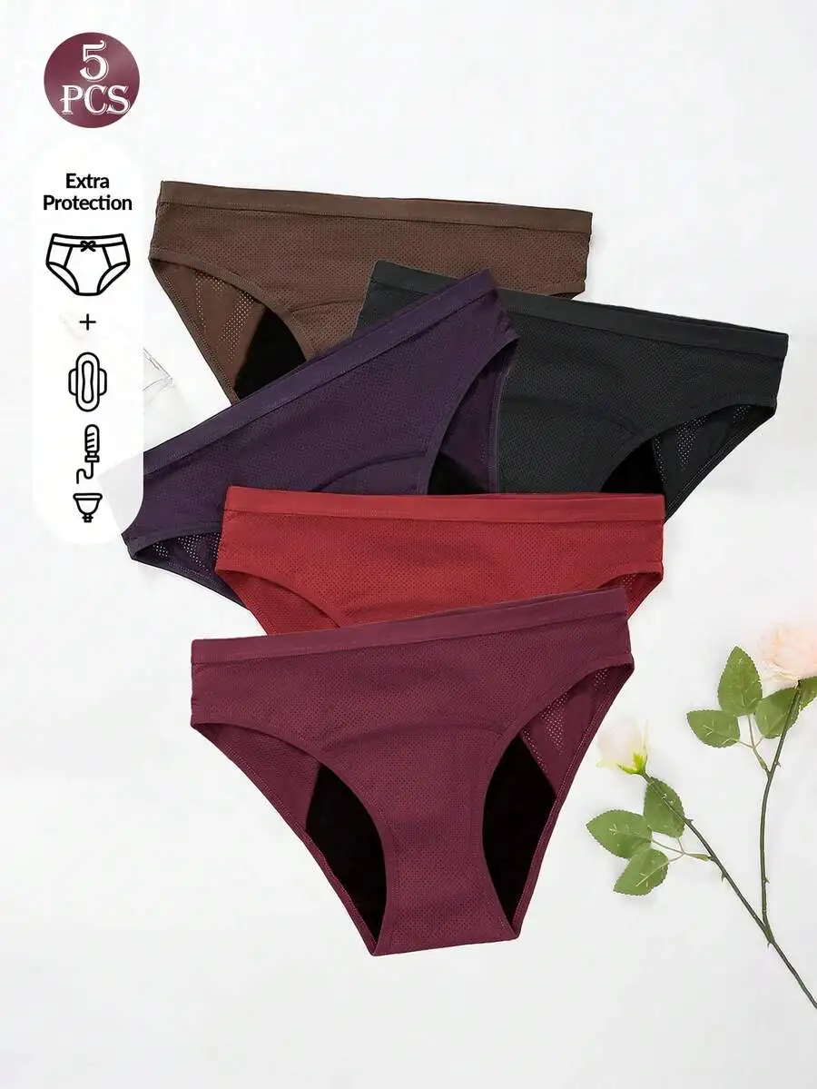 5 Pcs Women Solid Color Absorb - Period Panty Absorbent recension och pris